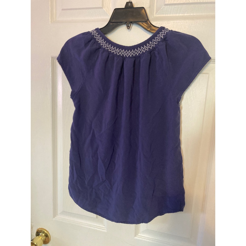 Faded Glory Womens Purple Embroidered Cap Sleeve Rayon Blouse S 4-6 FGL26006SO - Picture 2 of 4